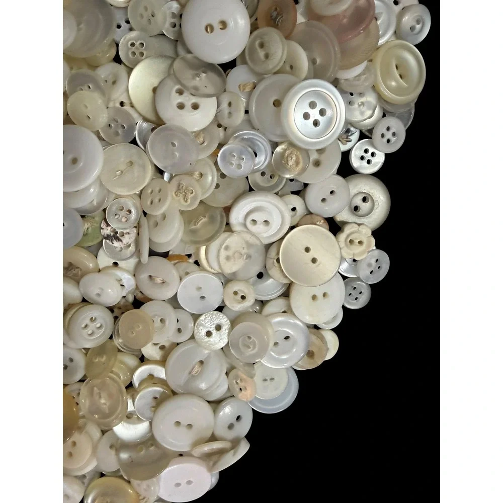 Vintage White Cream Button Huge Lot 600+ Bulk Mixed Sizes Crafts Sewing